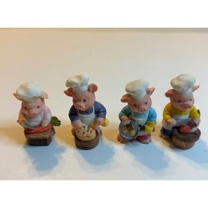 Oriental Trading Co Chef Pigs Figurines Set Of 4 Kitchen Decor Whimsical